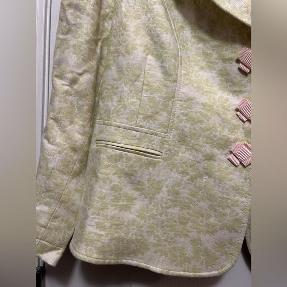 Isabel & Nina lime Green & Ivory Brocade Jacket floral blazer Womens 14 preppy - Picture 10 of 16